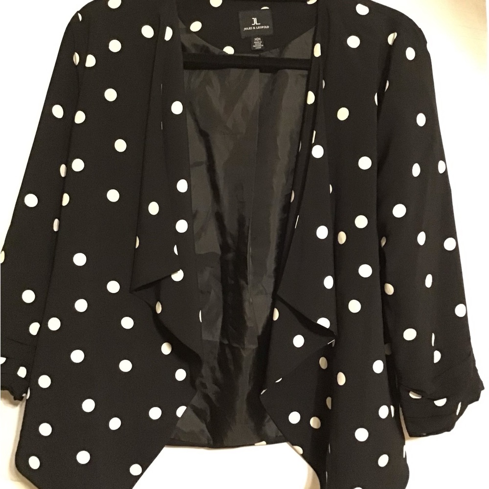 Ladies blouse, dot pattern black and white, polyester, JL